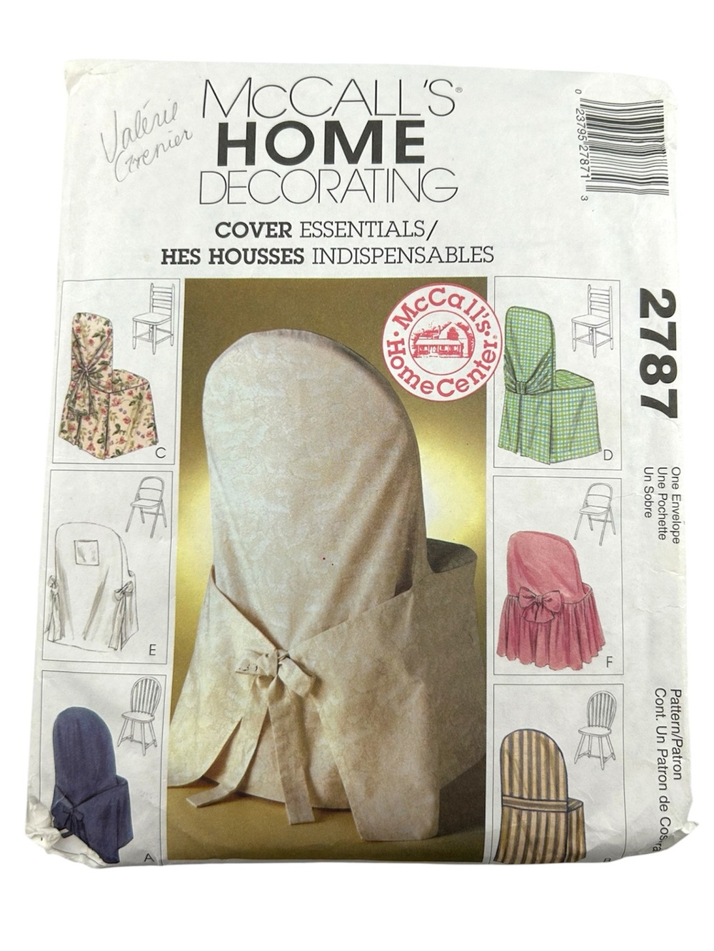 🪡 McCall’s Home Decorating Chair Cover Sewing Pattern 2787